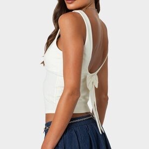 Edikted Ronda Bow Back White Tank